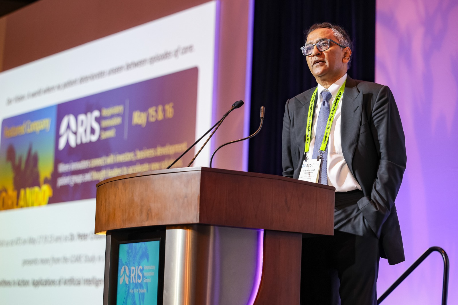 Vasant Kumar presenting at the Respiratory Innovation Summit 2026 in Orlando
